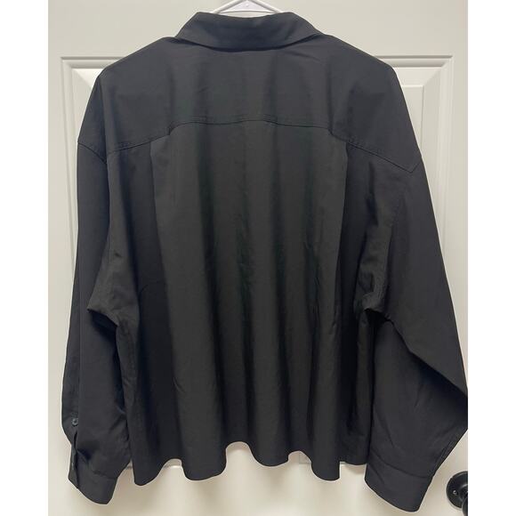 Athleta Cropped Stretch Tech Top Long sleeve button front black size XL - Picture 5 of 6